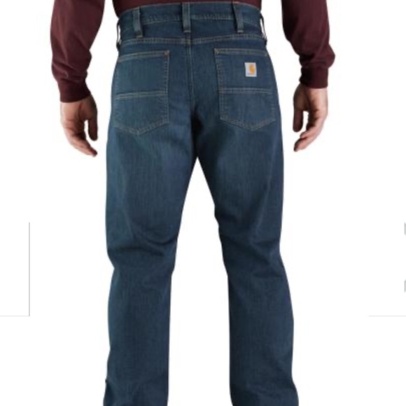 CARHARTT RUGGED FLEX RELAXED FIT DARK WASH FLEECE LINED 5 POCKET JEANS 40/30 NWT - Picture 2 of 11